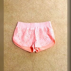 Peach lace shorts